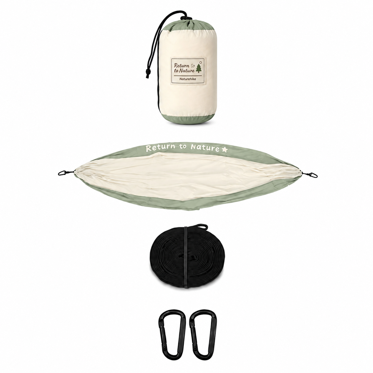 Naturehike hamaka s popruhy k uchycení pro 1 osobu 652g - zelená